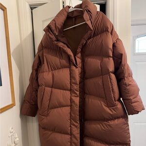 LULULEMON Long Oversized Down Puffer Jacket Roasted Brown M/L Medium Large